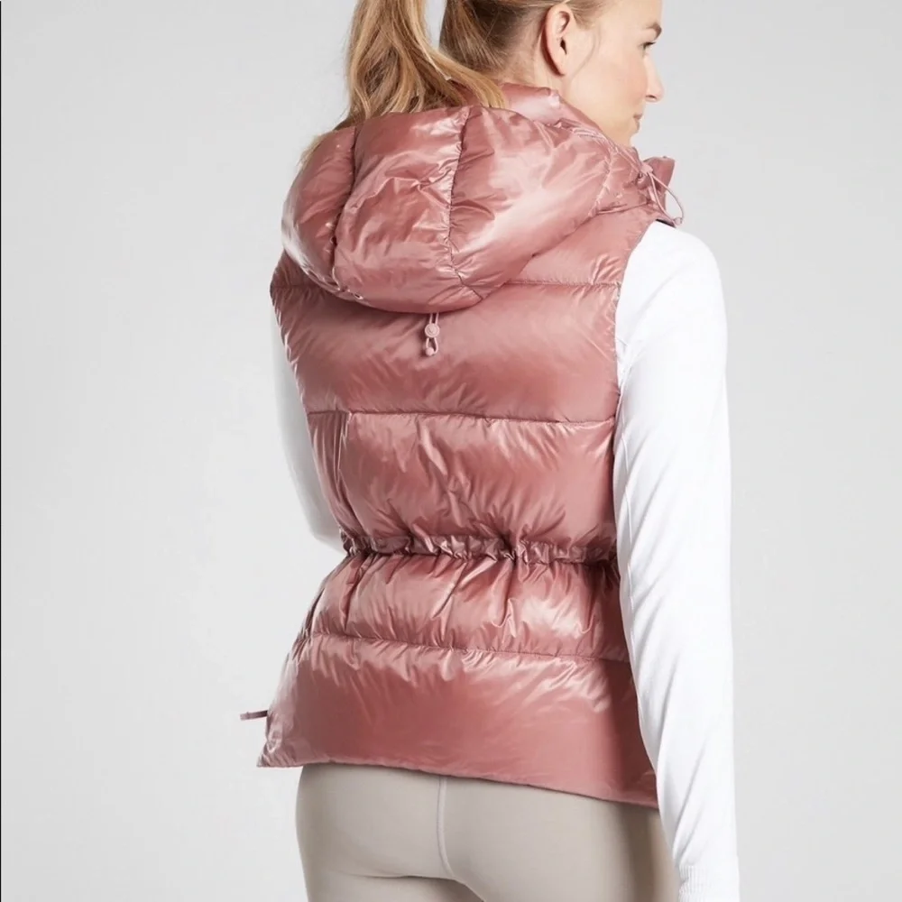 Athleta Lofty Down Puffer Vest Dogwood Mauve Hooded‎ - Picture 4 of 16